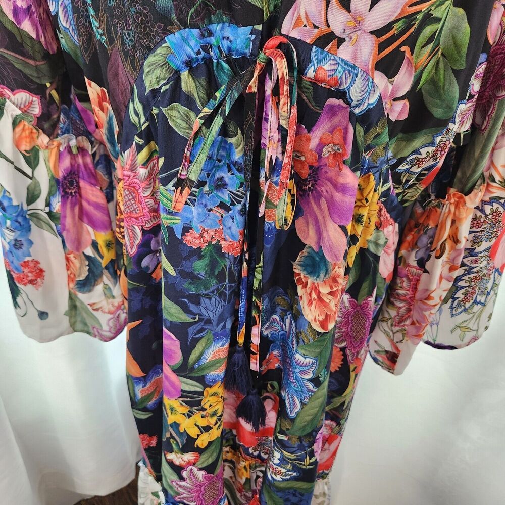 NEW Johnny Was Neon Jungle Mix Tier Dress Women S Silk Blend Tropical Boho Beach - Picture 3 of 13
